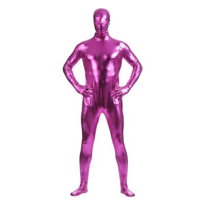 Cexiakong Men's Latex Jumpsuit in Latex with Zip, Lingerie Men's Jumpsuit Party Clubwear Latex Similar Men's Catsuit Patent Leather Overall Overalls, Red 12, S