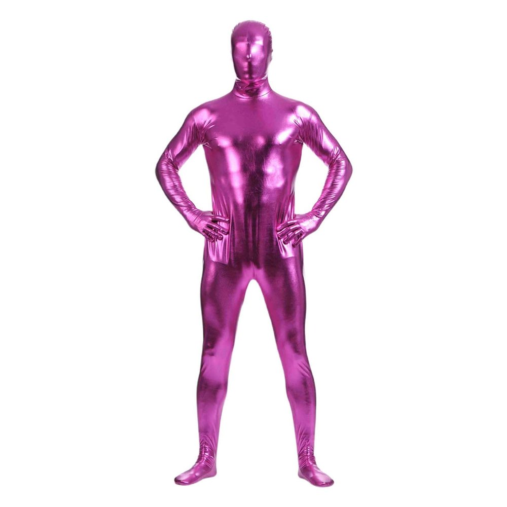 Cexiakong Men's Latex Jumpsuit in Latex with Zip, Lingerie Men's Jumpsuit Party Clubwear Latex Similar Men's Catsuit Patent Leather Overall Overalls, Red 12, S