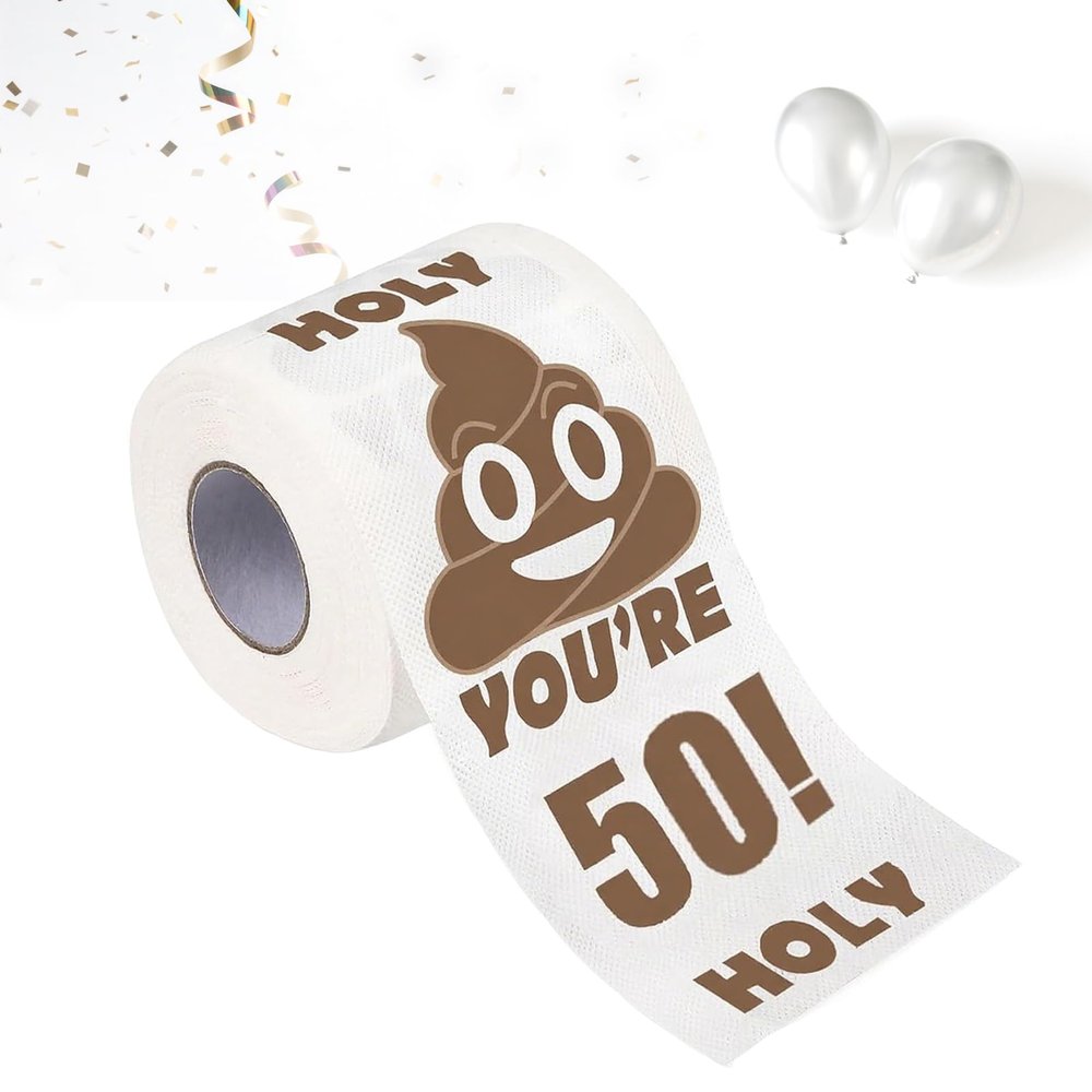 50th Birthday Gifts for Men Women Funny Toilet Roll, Gag Gift Happy Prank Toilet Paper, Novelty Toilet Paper Roll for Friend, Bathroom Birthday Party Decor, 3 Layers