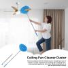 Ceiling Fan Duster - Reusable Ceiling Fan Duster with Extension Pole - Washable Household Furniture Top Cleaner for Bookshelves, Wall, Door view 2