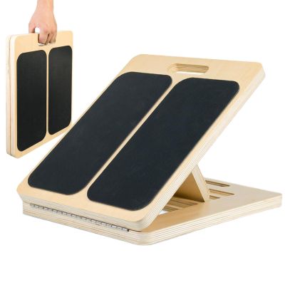 Calf Stretcher Slant Board - Wooden Tilt Plate for Knees,Adjustable Incline Board and Calf Stretcher with Non-Slip Sandpaper for Home and Gym