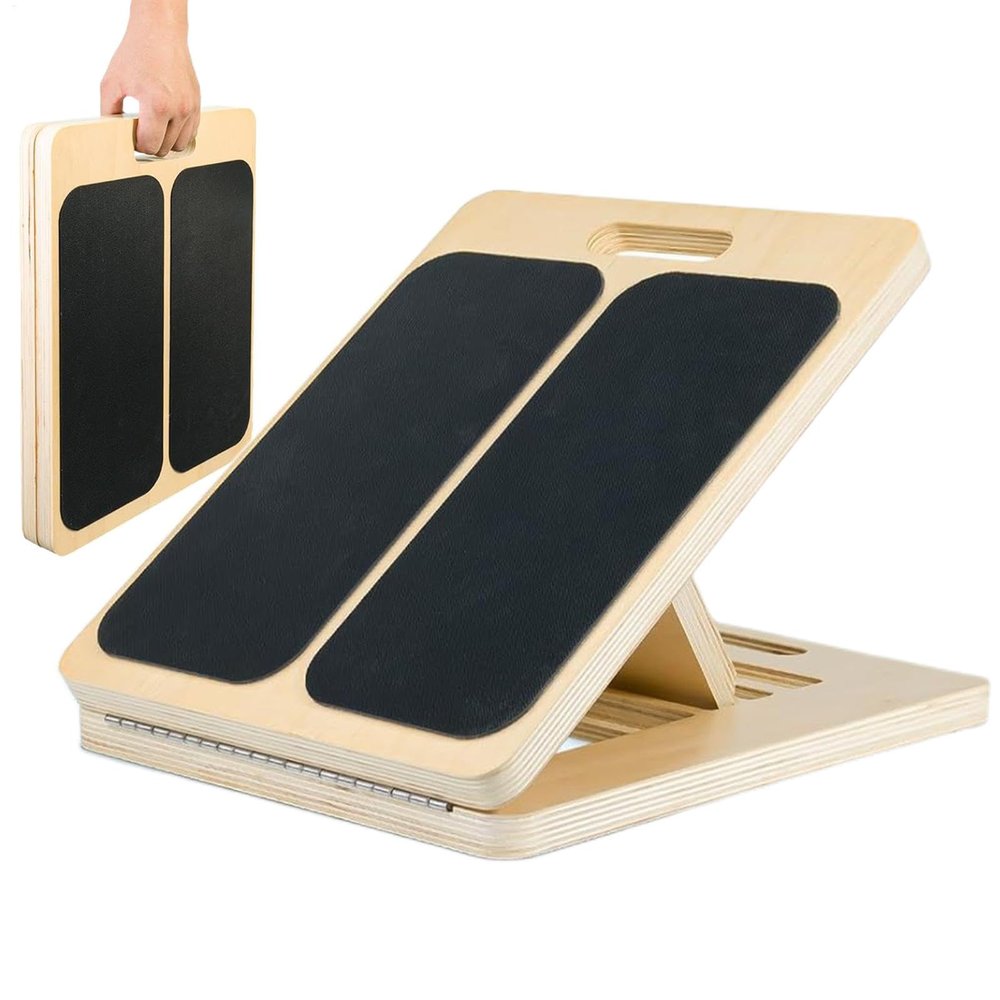 Calf Stretcher Slant Board - Wooden Tilt Plate for Knees,Adjustable Incline Board and Calf Stretcher with Non-Slip Sandpaper for Home and Gym