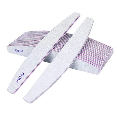 10 Pieces Nail Files 100/180 Double-Sided Reusable and Washable, Half Moon Files for Home and Professional Use