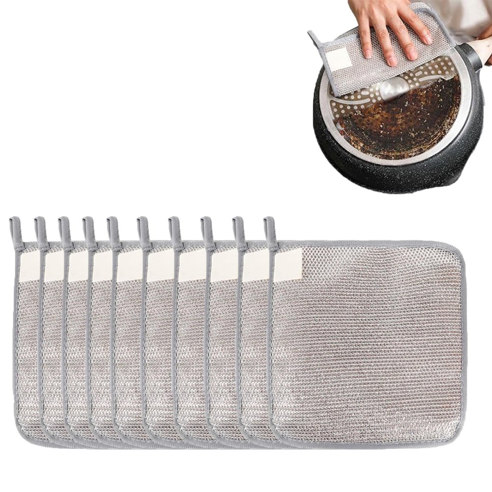 CZMSECAI 10pc Multipurpose Wire Dishwashing Rags - Non-Scratch Wire Dishcloth & Steel Dish Cloth for Wet/Dry Cleaning, Perfect for Kitchen Dishes, Sinks, and Metal Scrubbing