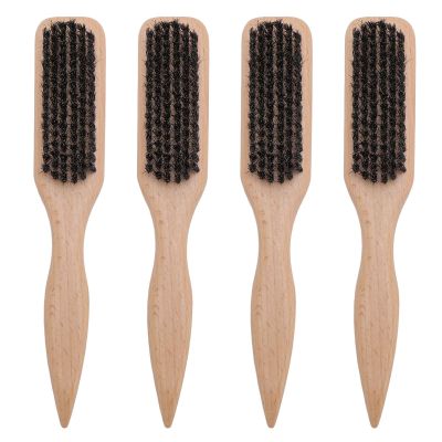 4pcs Ergonomic Wooden Beard Brushes for Men - Ideal for Grooming Mustaches and Hair, Ideal Barbershop Quality