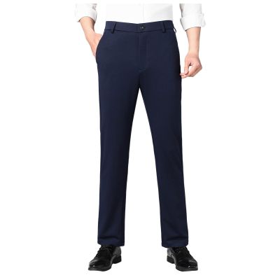 Foweknow Chino Trousers Men's Elegant Business Trousers Suit Trousers Straight Leg Plain Casual Trousers Regular Fit Work Trousers Men Lightweight Casual Jogging Bottoms Versatile Everyday Wear, navy,