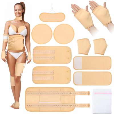 11 Pcs Castor Oil Pack Wrap for Liver Detox, Stomach, Neck, Breast, Knee & Full Body, Reusable Hot/Cold Compress with Adjustable Strap, Waterproof & Anti-Leak k