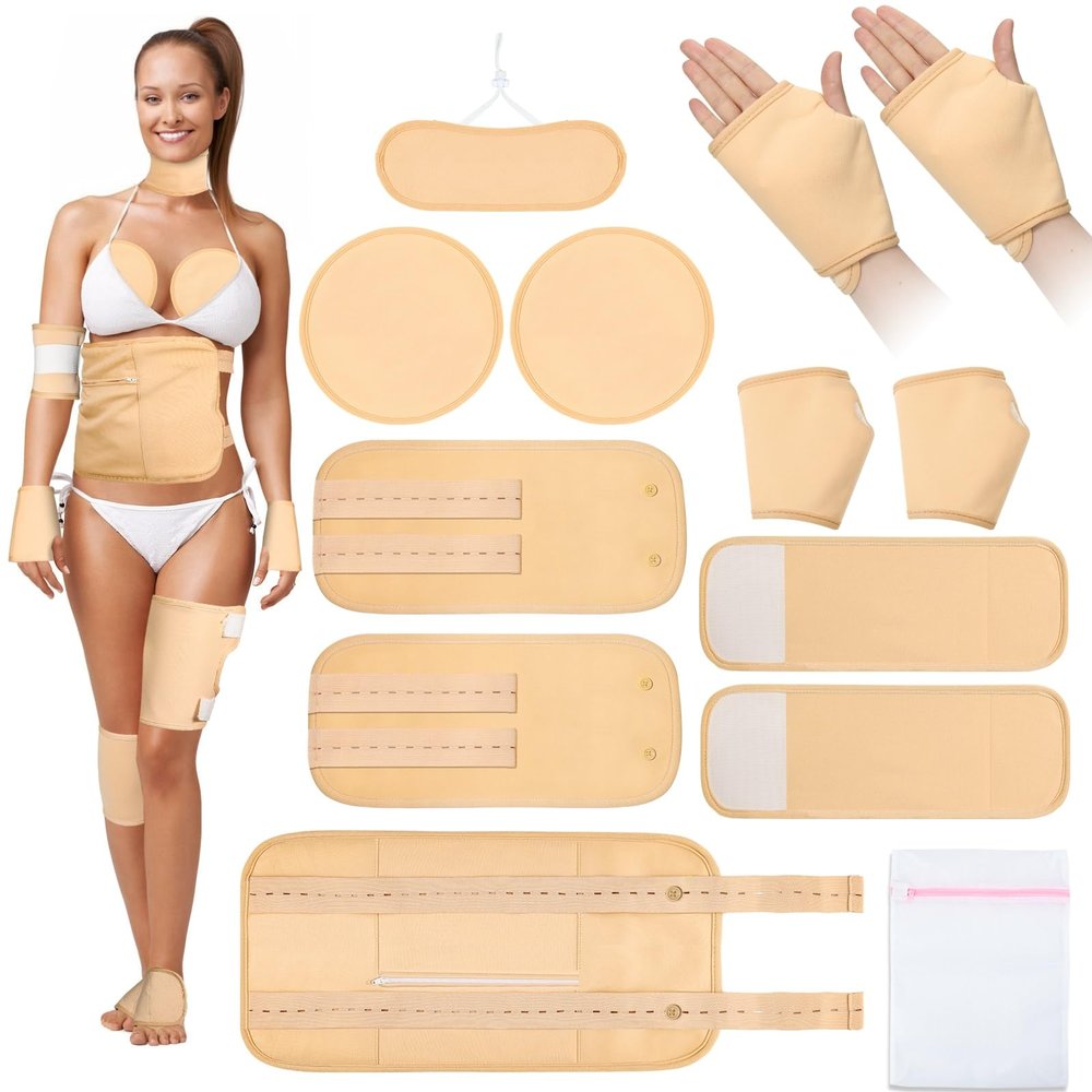 11 Pcs Castor Oil Pack Wrap for Liver Detox, Stomach, Neck, Breast, Knee & Full Body, Reusable Hot/Cold Compress with Adjustable Strap, Waterproof & Anti-Leak k