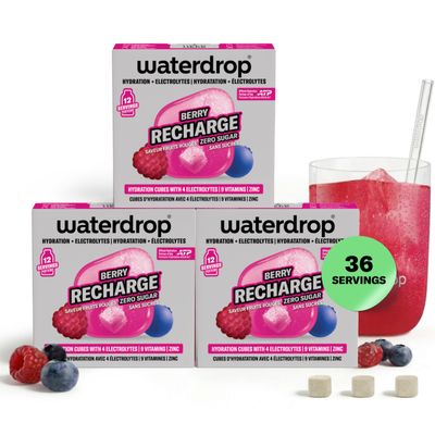 waterdrop Microlyte Berry - Electrolytes Tablets for Hydration, 36 Water Flavouring Cubes with Magnesium & Calcium, Vegan Electrolytes Drinks, Sugar Free Hydration Tablets, Low Calorie Fitness Drink