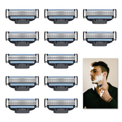 12 Pcs Razor Blades Compatible with Mach 3 for Men, Razor Blade Refills Fits All Mach 3 Handles Enhanced, Stronger Than Steel Refills, Precision Engineered for Smooth Shave (12)