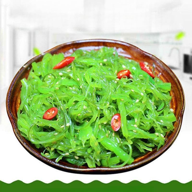 Pickled seaweed silk, instant seaweed salad, sour and sweet wakame slices, kelp, spicy pickles vegetable, side dishes, kimchi, cold mixed dishes, leisure snack, vegan (Sweet and sour flavor,5 bags)