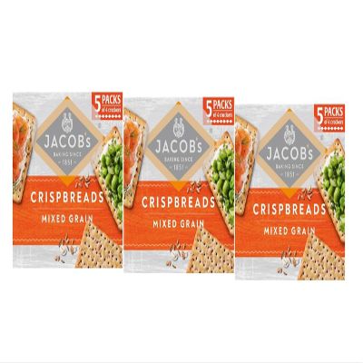 Crispbreads Mixed Grain Crackers 3 x 190g,Light and crispy texture combined with a satisfying nutty flavour from the wholesome mixed grains