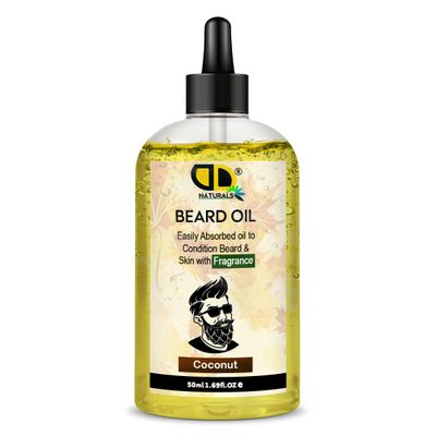 DD Teck Mens Coconut Beard Oil Non-Greasy Beard & Skin Moisturizer, Hydrating Coconut Oil Formula, Softens, Conditions & Promotes Healthy Beard Growth (50ml Clear Dropper)