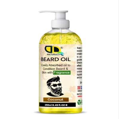 DD Teck Beard Oil with Coconut Oil Easily Absorbed Conditioning Oil for Beard, Skin & Face, Softens, Hydrates & Strengthens Facial Hair, Reduces Dryness & Itching, Enhances Shine (500ml Pump)