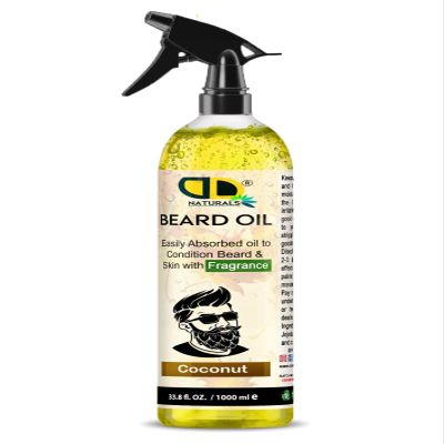 DD Teck Coconut Beard Oil for Men Lightweight Fast Absorbing Beard & Skin Conditioner, Softens, Hydrates & Conditions Facial Hair, Reduces Dryness & Itching, Enhances Shine (1000ml Spray)