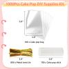 1000 Pieces Cake & Lolli Supplies Set, Includes 100 Treat Bags, 100 Sticks, 800 Twist Ties, Great for Cookies and Chocolates view 4