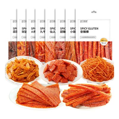 BaiLiSnacky Chinese Classic Piquancy Leisure Latiao Snack Individual Package Spicy strips 8 packs strips Chinese specialty snacks (92g*8)