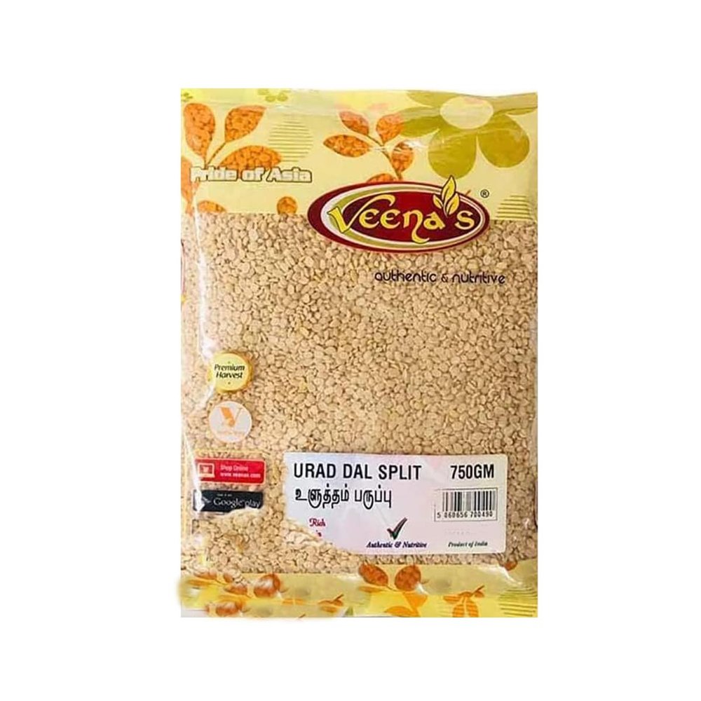 Veena's Urad Dal Split 750g Rich Protein and Fiber Ideal for Dosas, Idlis, Dal Tadka Product from India Pack of 1