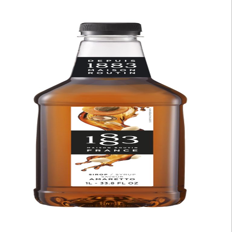 1883 Maison Routin Premium Amaretto Syrup Almond and Nutty Flavour for Coffee, Cocktails, Desserts and Baking Vegan-Friendly, No Preservatives 1L PET Bottle