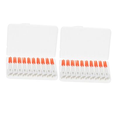Healeved Interdental Brushes 80pcs (2 Boxes Orange) Elastic Gum Massage Tooth Cleaning Supplies for Teeth Gaps Oral Care Between Cleaning