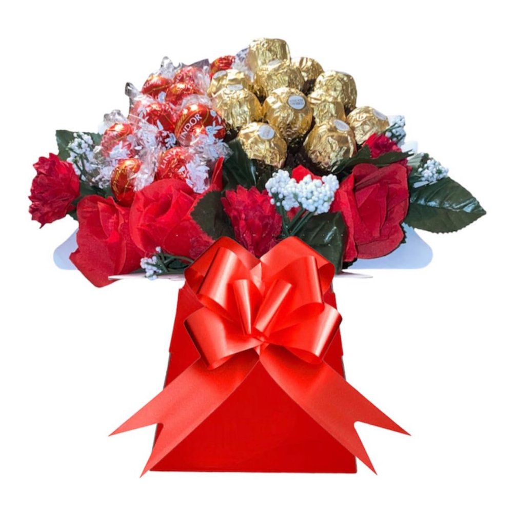 Chocolate Lindr Ferero Rochr Bouquet Hamper Gift Men Women Red Gold Pink Sweets Personalised (Large)
