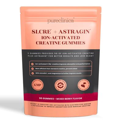 90 x SLCre Creatine Gummies with AstraGin 5g Micronized Creatine Monohydrate per Serving Full Month's Supply Sugar-Free, No Bloat, Delicious Berry Flavor