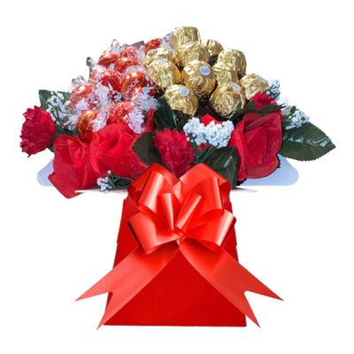 Chocolate Lindr Ferero Rochr Bouquet Hamper Gift Men Women Red Gold Pink Sweets Personalised (Medium)