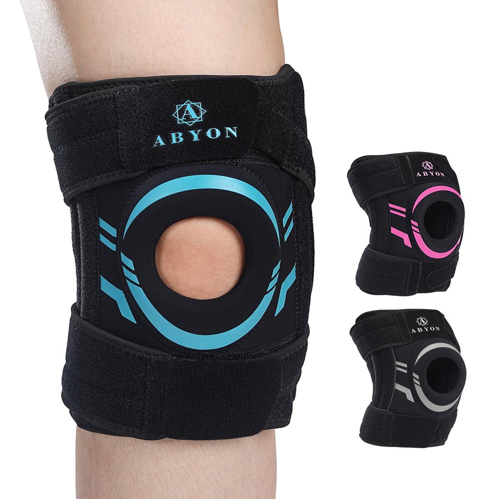 ABYON Knee Support for Men and Women Meniscus Tear, Arthritis, ACL, MCL - Adjustable Knee Brace, Neoprene Patella Stability Wrap with Dual Side Spring Stabilizers for Pain Relief & Injury Recovery