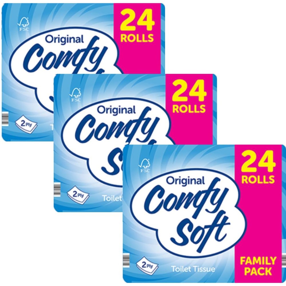 Soft Toilet Tissue 72 Rolls (24 Rolls x 3) Gentle on Your Familys Skin Bulk Pack of 72 Toilet Rolls, FSC Certified