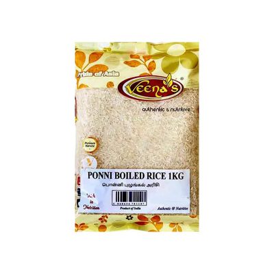 Veena's Ponni Boiled Rice 1kg Authentic South Indian Staple, Quality Rice for Delicious Meals, Aromatic and Nutritious, Ideal for Traditional and Modern Cooking Pack of 1