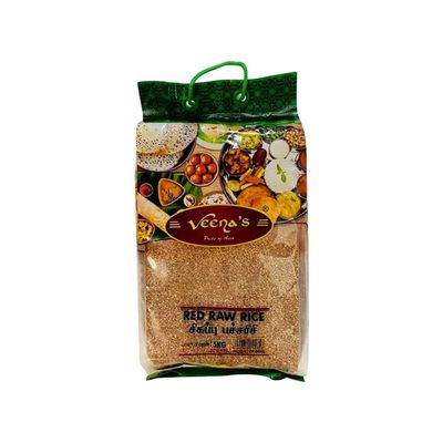 Veena's Red Raw Rice 5kg Rich in Fiber Aromatic, Nutty Flavor with a Soft, Chewy Texture Perfect for Traditional South Indian Cuisine Product from India Pack of 1