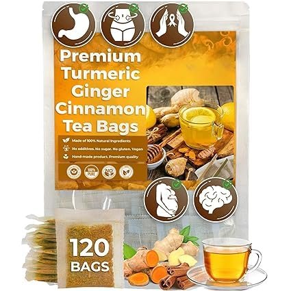 2Box Natural Turmeric Ginger Cinnamon Tea Bags, 100% Organic Hand-made Blend of Turmeric, Cinnamon and Ginger Herbal Tea. No Sugar, No Caffeine, No Gluten, Vegan