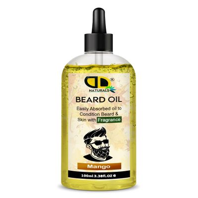 DD Teck Mango Beard Essential Oil Ultimate Hydration & Growth Booster for Men Softens, Strengthens & Tames Beard Hair Tropical Mango Scent All-Natural Formula (100ml Clear Dropper)