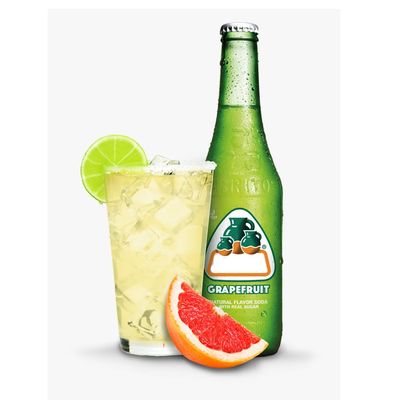 Jarittos Mango,Strawberry,Guava,Grapefruit,Lime,Pineapple,Mandarin,Mexican Natural Fruit Flavoured Soda Bottles 370ml (6 x Bottles, Grapefruit Soda 370ml)