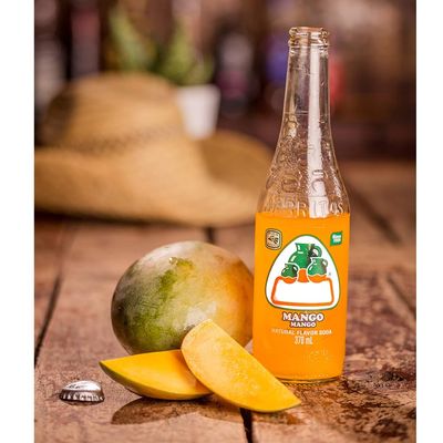 Jarittos Mango,Strawberry,Guava,Grapefruit,Lime,Pineapple,Mandarin,Mexican Natural Fruit Flavoured Soda Bottles 370ml (2 x Bottles, Mango Soda 370ml)