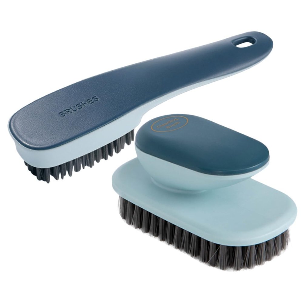 DINHEAROM 2pcs Shoe Washing Brush and Clothes Scrub Brush Set with Soft Nylon Bristles and Easy to Grip Abs Handle for Effective Cleaning in Bathroom and Travel Use