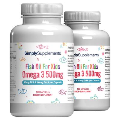 High Strength & Pure Omega 3 500mg for Kids | for Ages 4-15 Years | 360 Capsules in Total | Manufactured in The UK