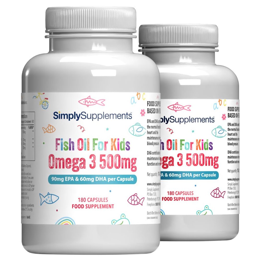 High Strength & Pure Omega 3 500mg for Kids | for Ages 4-15 Years | 360 Capsules in Total | Manufactured in The UK
