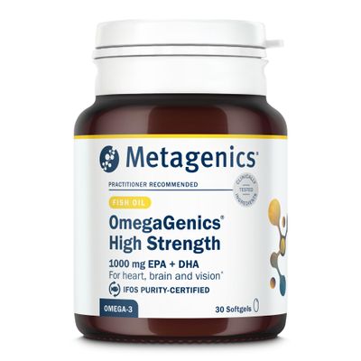 Metagenics OmegaGenics - High Strength Omega-3 Pure Fish Oil Supplement - 1000mg EPA & DHA - 30 Capsules