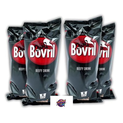 Bundle of 4 | Bovvril Beef Flavoured Instant In-Cup Drink (6 Pack per Box, 24 Drinks) Rich & Savoury Beef Broth for Quick Enjoyment