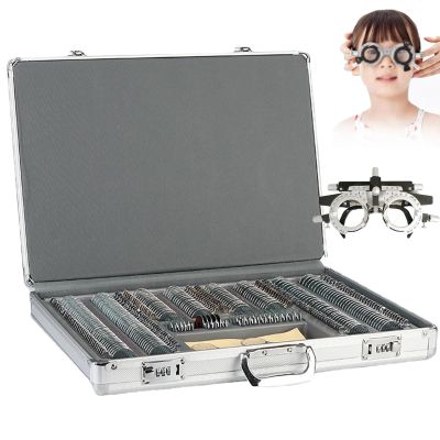 232 Pcs Optical trial lens + Trial Frame + Aluminum Case, Precise Optical Lens Optometry Kit Metal Rim Optometry Test Trial Frame with Aluminium Case, 26mm Clear Aperture, Password Lock, Degree Marks