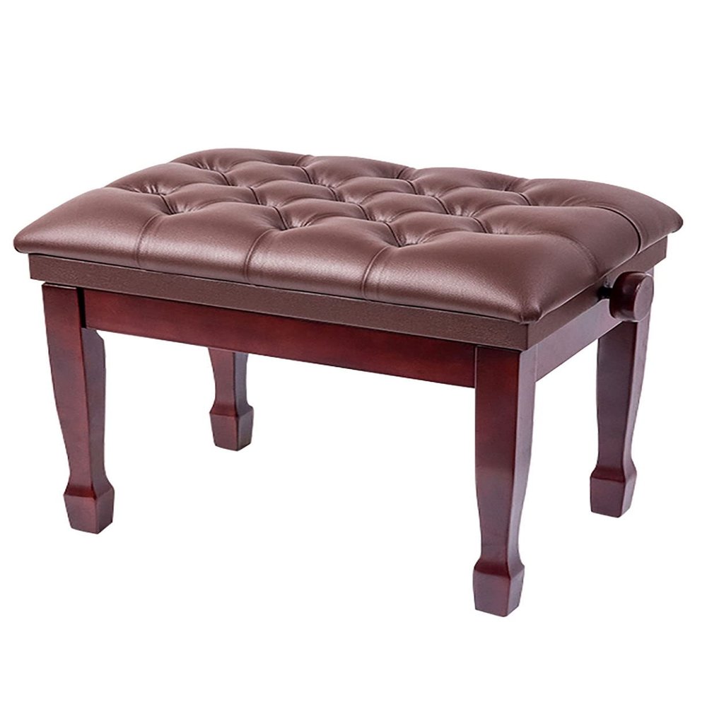 Faux Leather Piano Stool Solo Piano Bench Keyboard Stools With Sturdy Construction And Elegant Horseshoe Stool Legs,Suitable For Music Practice,58 X 41 X 48-58Cm,Brown,Teak,Mahogany Interesting life