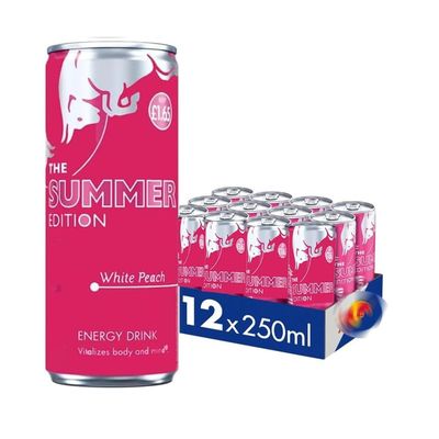 Energy Drink Summer Edition White Peach Flavour Drink Cans 12 x 250ml (Full Box)