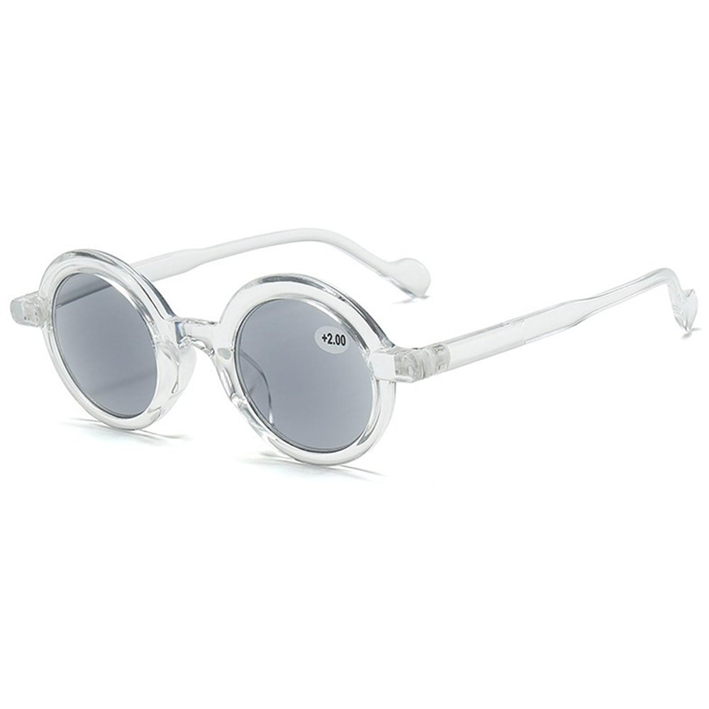 ABETOS Round Reading Glasses Sunglasses UV400 Protection Small Retro Lightweight Eyeglasses Outdoor Sun Readers for Men and Women 1.0 1.5 2.0 2.5 3.0, Clear+1.0