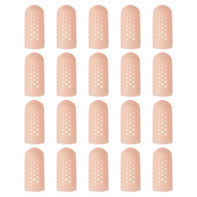 PATIKIL Finger Covers Cots, Silicone Finger Tips Protectors Gloves Breathable Fingertip Caps Reusable with Air Holes for Dry Skin Cracking, 1.77x0.67inch, 20 Pcs