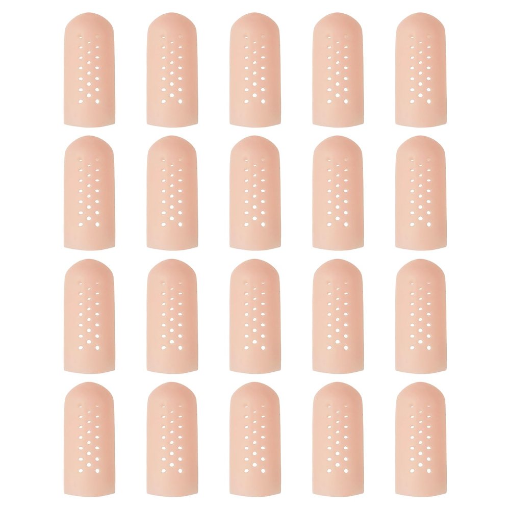 PATIKIL Finger Covers Cots, Silicone Finger Tips Protectors Gloves Breathable Fingertip Caps Reusable with Air Holes for Dry Skin Cracking, 1.77x0.67inch, 20 Pcs