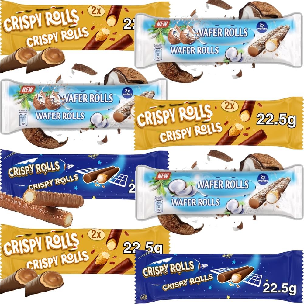 Gallaxyy Milk,Cream,Bountty,Sniikers,Twixx Chocolate Crunchy Waffer Rolls 22.5g - Random Mixed Flavours of Waffer Rolls (8 x Mixed Wafer Rolls)
