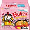 Blissify -Korean Import Hot Chicken Flavour Carbo nara Noodles - Fire Fried Super Hot Spicy PINK Noodle (128g x 5) - HALAL - By Buldak view 1