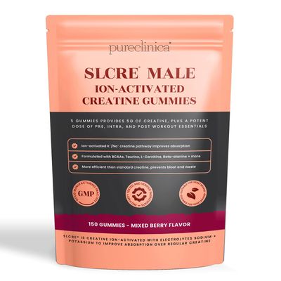 SLCre Creatine Gummies for Men x 150 Gummies 5g Micronized Creatine Monohydrate per Serving with BCAAs, L-Carnitine, Himalayan Salt & Betaine Pre & Intra Workout Support Enhanced Absorption