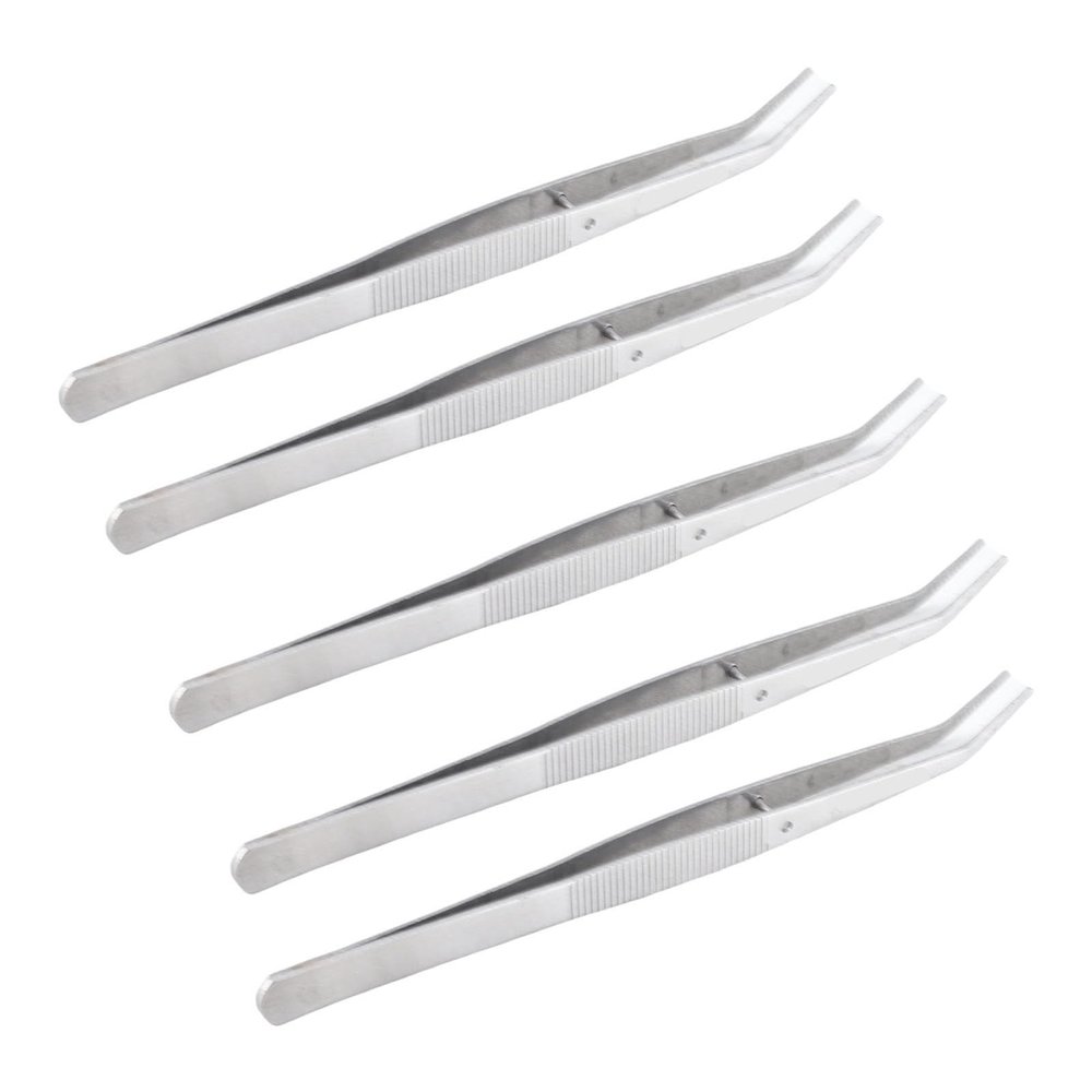 5 X Curved Tweezers Made of Stainless Steel with High Hardness, Ergonomically Designed for Long Hours of Use, Ideal for Sewing Machine Accessories